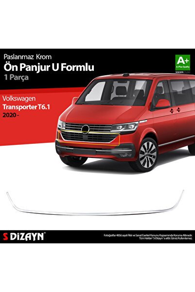 S-Dizayn VW Transporter T6.1 Krom U Formlu Ön Panjur Çıtası 2020-2025 7608182