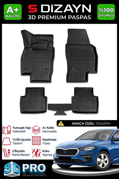 S-Dizayn Skoda Scala 3D Pro Havuzlu Paspas 2019 Üzeri A+ Kalite 3DS-SDZ215