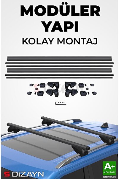 S-Dizayn Bmw 5 Serisi E61 Touring S-Bar Atlas V1 Ara Atkı Tavan Taşıyıcı Barı Siyah 130 Cm 2003-2010