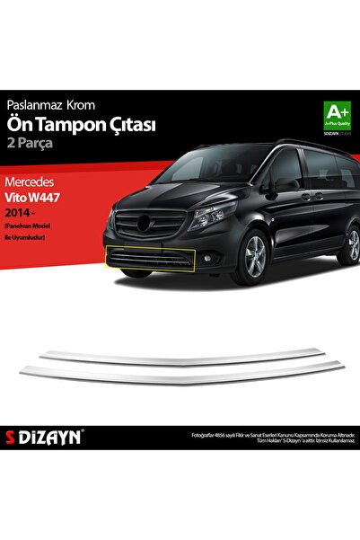 S-Dizayn Mercedes Vito W447 Krom Ön Tampon Çıtası 2 Prç. 2014-2020 Panelvan 6531191