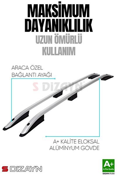 S-Dizayn Renault Trafic 3 Kısa Şase Aluminyum Gri Tavan Çıtası 2014 Üzeri A+ Kalite RE-TR3-KS-STV-GR