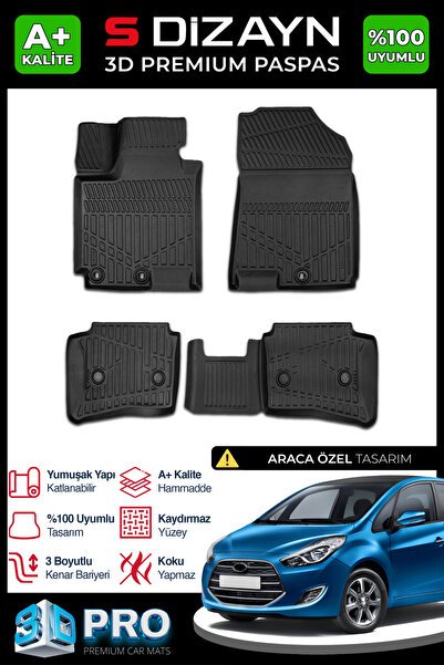 S-Dizayn Hyundai IX20 3D Pro Havuzlu Paspas 2015-2020 A+ Kalite 3DS-SDZ324