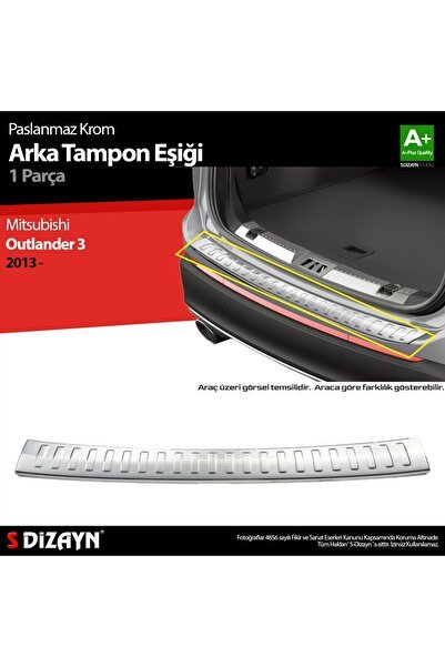 S-Dizayn Mitsubishi Outlander 3 Krom Arka Tampon Eşiği 2013-2019