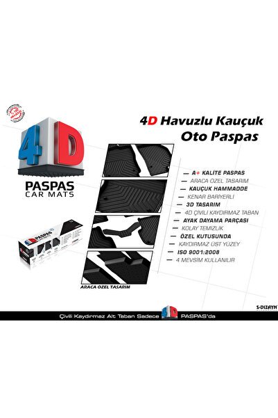 S-Dizayn Ford Fiesta 4D Havuzlu Paspas 2017-2023 A+ Kalite