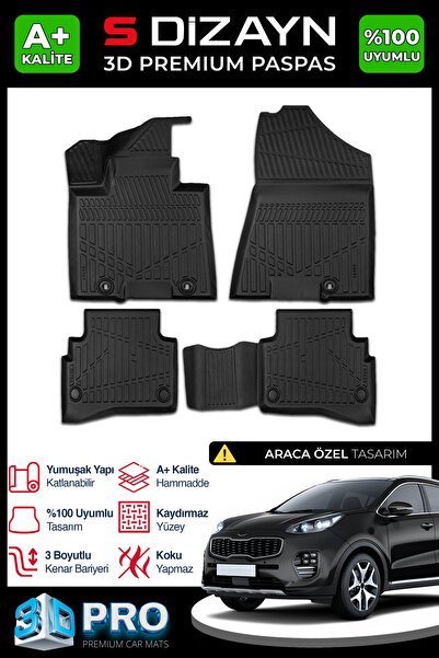 S-Dizayn Kia Sportage 3D Pro Havuzlu Paspas 2016-2021 A+ Kalite 3DS-SDZ093