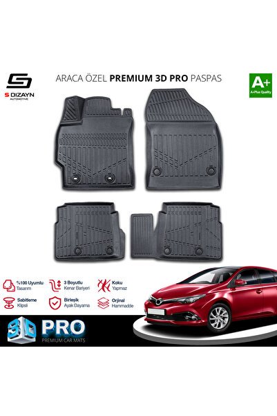 S-Dizayn Toyota Auris 3D Pro Havuzlu Paspas 2013-2020 A+ Kalite
