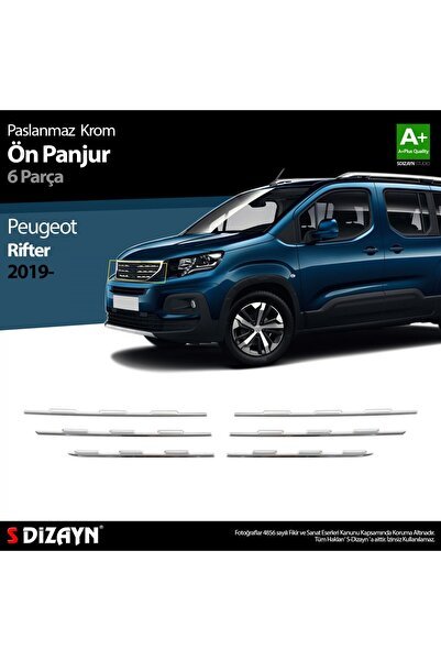 S-Dizayn Peugeot Rifter Krom Ön Panjur 6 Prç. 2019-2023