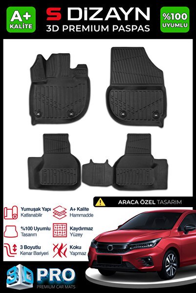 S-Dizayn Honda City 3D Pro Havuzlu Paspas 2021 Üzeri A+ Kalite 3DS-SDZ054