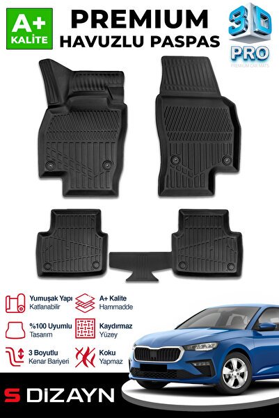 S-Dizayn Skoda Scala 3D Pro Havuzlu Paspas 2019 Üzeri A+ Kalite