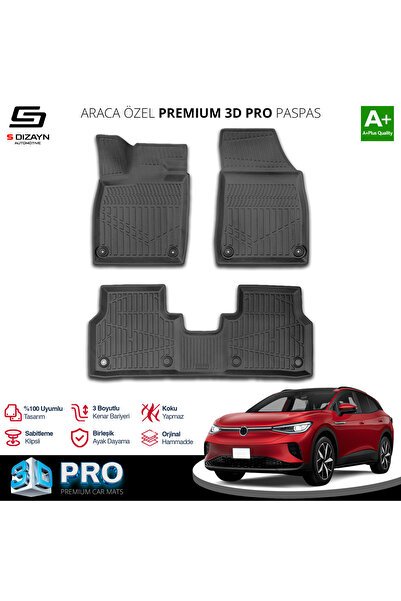 S-Dizayn VW ID.4 3D Pro Havuzlu Paspas 2024 Üzeri A+ Kalite