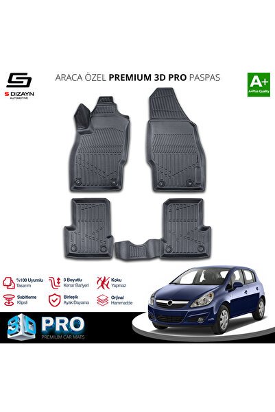 S-Dizayn Opel Corsa D 3D Pro Havuzlu Paspas 2006-2014 A+ Kalite