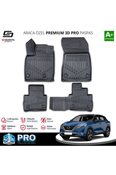 S-Dizayn Nissan Qashqai 3D Pro Havuzlu Paspas 2021 Üzeri A+ Kalite