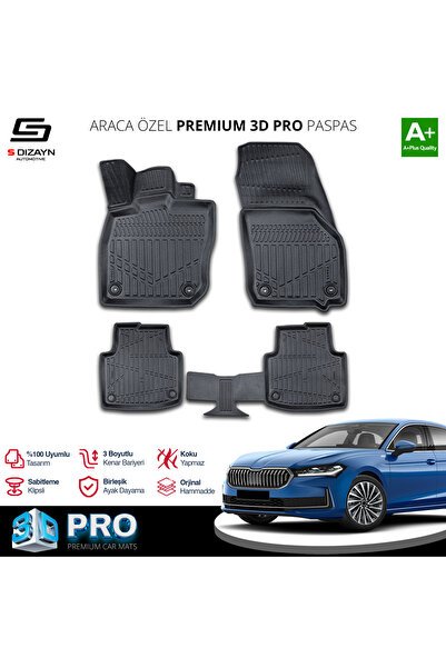 S-Dizayn Skoda SuperB 3D Pro Havuzlu Paspas 2024 Üzeri A+ Kalite