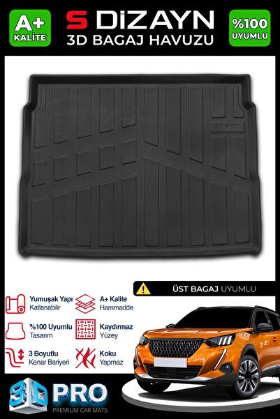 S-Dizayn Peugeot 2008 Üst Bagaj 3D Pro Bagaj Havuzu 2019 Üzeri A+ Kalite 3BH-SDZ027