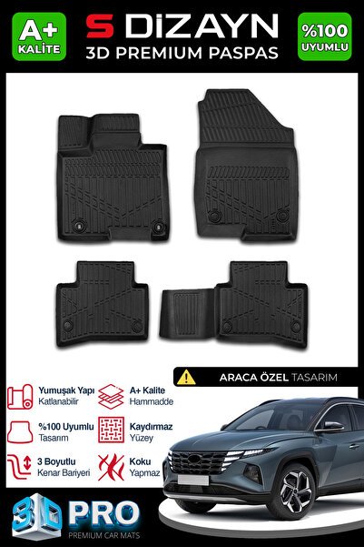 S-Dizayn Hyundai Tucson 3D Pro Havuzlu Paspas 2021-2024 A+ Kalite 3DS-SDZ064