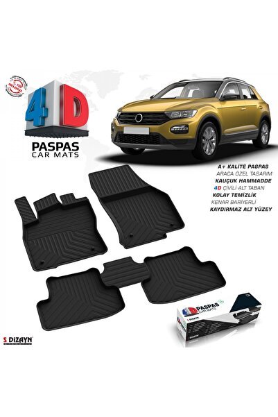 S-Dizayn VW T-Roc 4D Havuzlu Havuzlu Paspas 2019 Üzeri A+ Kalite