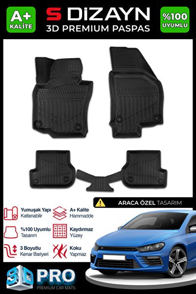 S-Dizayn VW Scirocco 3D Pro Havuzlu Paspas 2008 Üzeri A+ Kalite 3DS-SDZ162