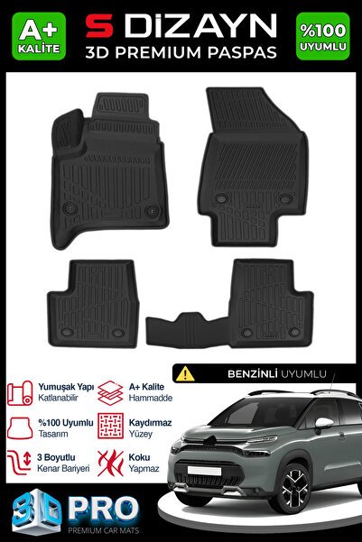 S-Dizayn Citroen C3 Aircross Benzinli 3D Pro Havuzlu Paspas 2025 Üzeri A+ Kalite 3DS-SDZ302