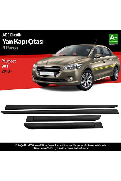 S-Dizayn Peugeot 301 ABS Plastik Yan Kapı Koruma Çıtası 2013 Üzeri A+ Kalite PLY-6907