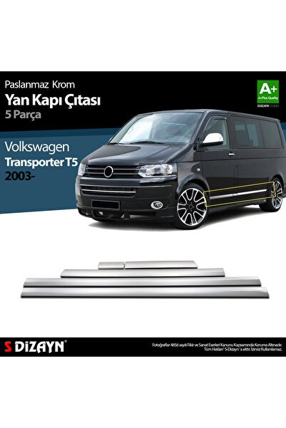 S-Dizayn VW T5 Transporter Krom Yan Kapı Çıtası 5 Prç 2003-2010 (K.Ş) 7626142