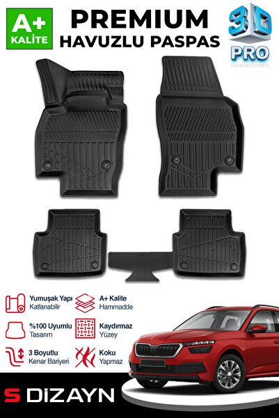 S-Dizayn Skoda Kamiq 3D Pro Havuzlu Paspas 2019 Üzeri A+ Kalite