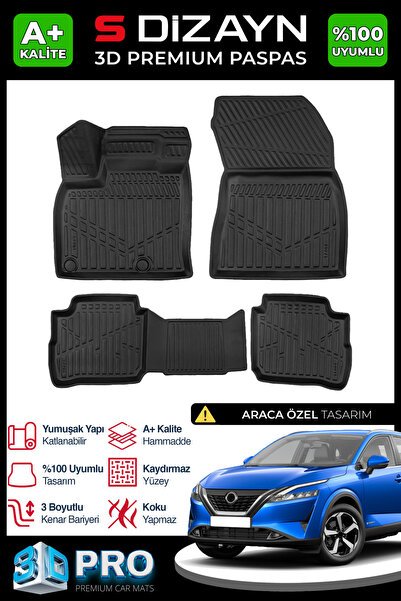 S-Dizayn Nissan Qashqai E-Power 3D Pro Havuzlu Paspas 2021-2024 A+ Kalite 3DS-SDZ049