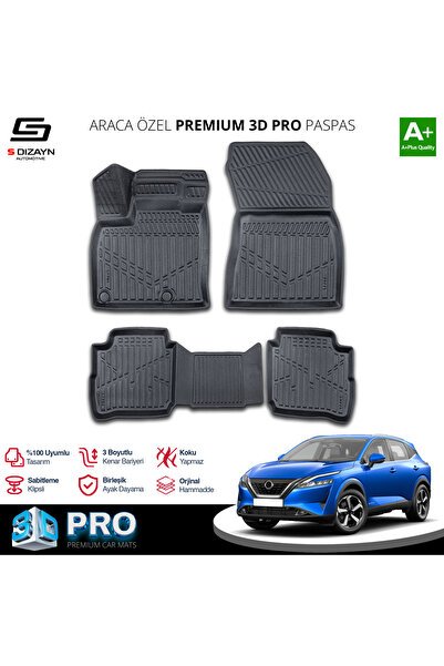 S-Dizayn Nissan Qashqai E-Power 3D Pro Havuzlu Paspas 2021-2024 A+ Kalite