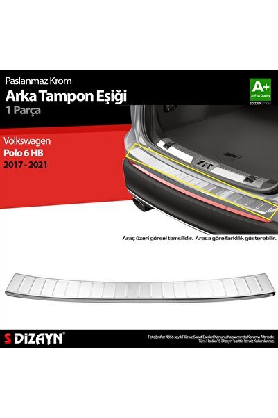 S-Dizayn VW Polo 6 HB Krom Arka Tampon Eşiği 2017-2021