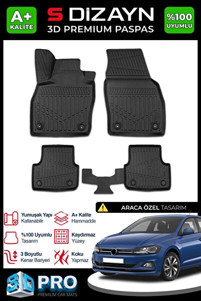 S-Dizayn VW Polo 3D Pro Havuzlu Paspas 2017-2021 A+ Kalite 3DS-SDZ114