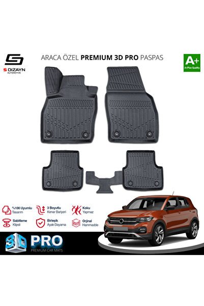 S-Dizayn VW T-Cross 3D Pro Havuzlu Paspas 2019 Üzeri A+ Kalite