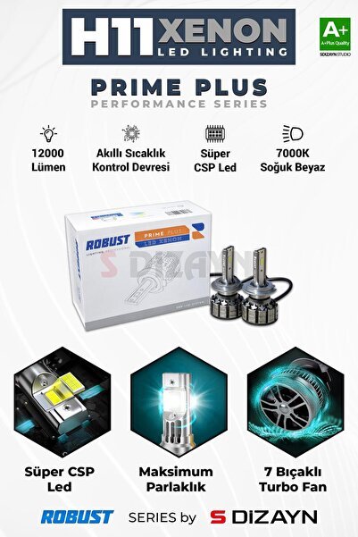 S-Dizayn Prime Plus H11 Led Xenon / 45W / 12000 LM / 7000K A+ Kalite RLX2004