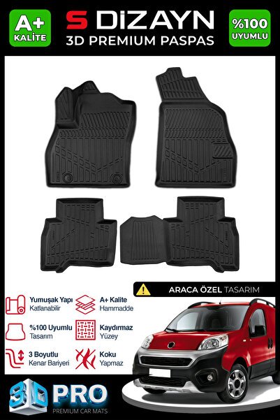 S-Dizayn Fiat Fiorino 3D Pro Havuzlu Paspas 2008-2020 A+ Kalite 3DS-SDZ056