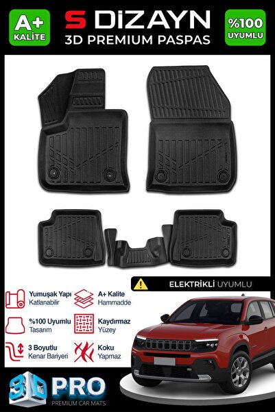 S-Dizayn Jeep Avenger 3D Pro Havuzlu Paspas 2023 Üzeri A+ Kalite 3DS-SDZ132