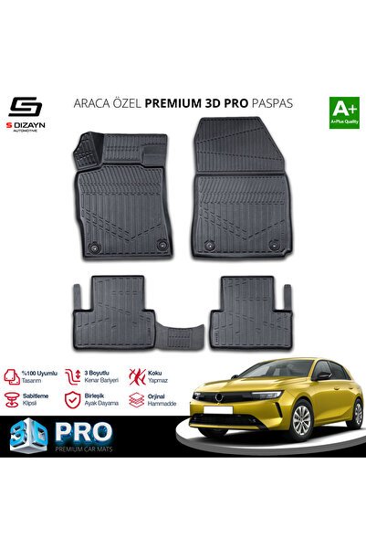 S-Dizayn Opel Astra L 3D Pro Havuzlu Paspas 2021 Üzeri A+ Kalite