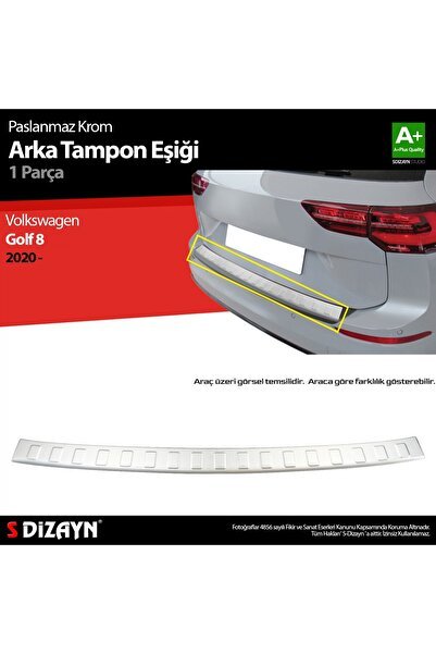 S-Dizayn VW Golf 8 SW Krom Arka Tampon Eşiği 2020-2024