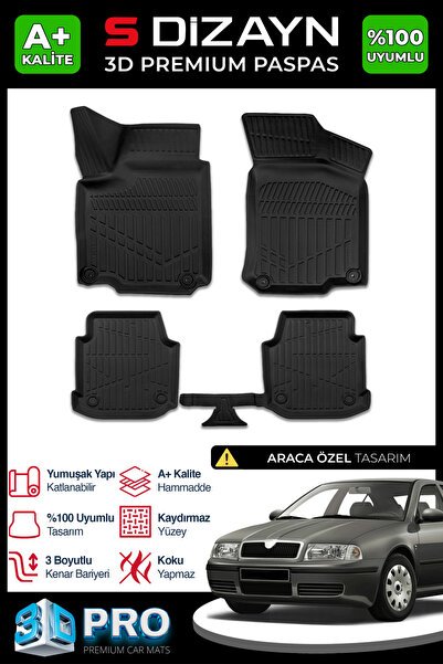 S-Dizayn Skoda Octavia 3D Pro Havuzlu Paspas 1999-2006 A+ Kalite 3DS-SDZ246