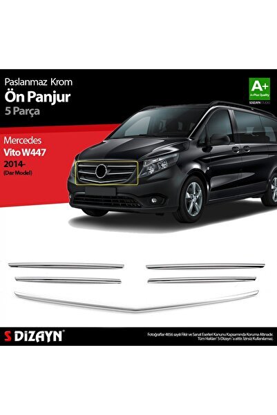 S-Dizayn Mercedes Vito W447 Krom Ön Panjur Dar Model 5 Prç. 2014-2020