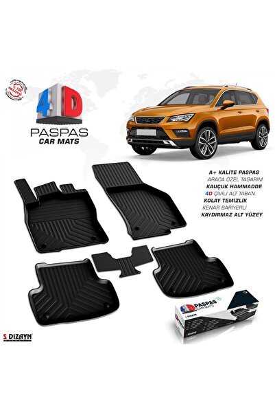 S-Dizayn Seat Ateca 4D Havuzlu Paspas 2016-2020 A+Kalite