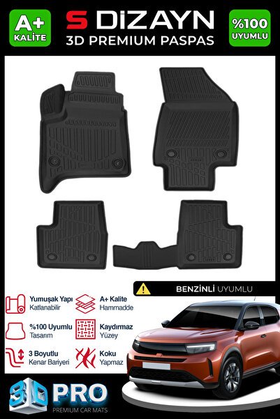 S-Dizayn Opel Frontera Benzinli 3D Pro Havuzlu Paspas 2025 Üzeri A+ Kalite 3DS-SDZ304