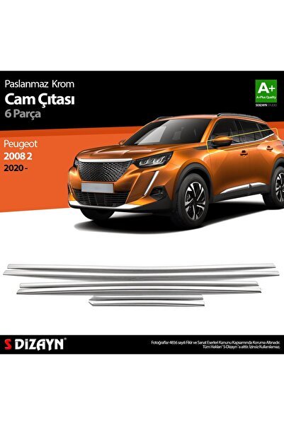 S-dizayn Peugeot 2008 2 Krom Cam Çıtası 6 Prç 2020 Üzeri