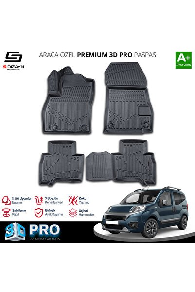 S-Dizayn Fiat Fiorino 3D Pro Havuzlu Paspas 2023 Üzeri A+ Kalite