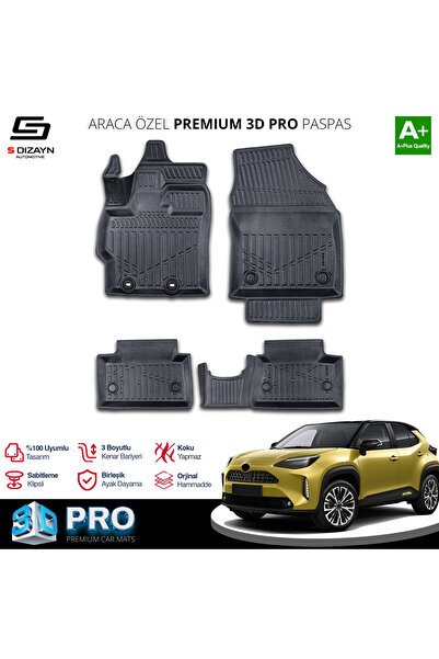 S-Dizayn Toyota Yaris Cross 3D Pro Havuzlu Paspas 2022 Üzeri A+ Kalite