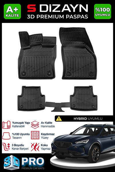 S-Dizayn Cupra Formentor 3D Pro Havuzlu Paspas 2021 Üzeri A+ Kalite 3DS-SDZ147