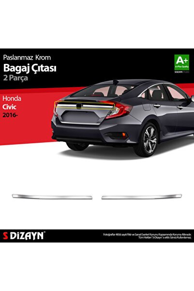 S-Dizayn Honda Civic Krom Bagaj Çıtası 2 Prç 2016-2021 6213050