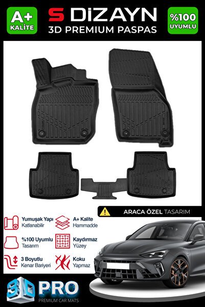 S-Dizayn Cupra Leon 3D Pro Havuzlu Paspas 2023 Üzeri A+ Kalite 3DS-SDZ214