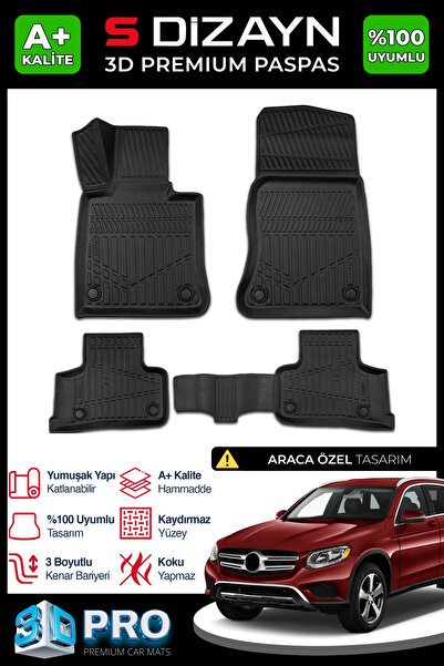 S-Dizayn Mercedes GLC 3D Pro Havuzlu Paspas 2015-2023 A+ Kalite 3DS-SDZ133
