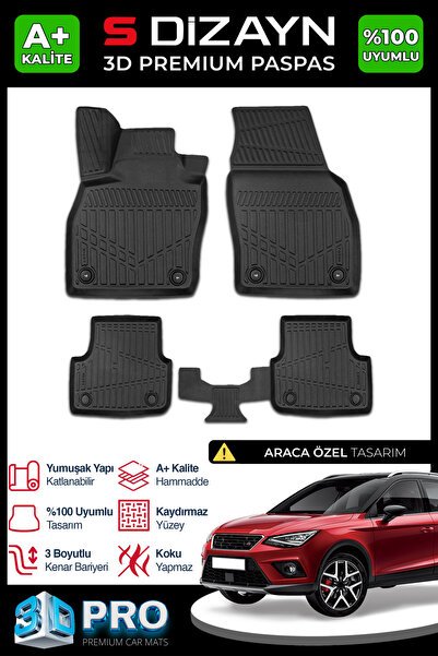 S-Dizayn Seat Arona 3D Pro Havuzlu Paspas 2017 Üzeri A+ Kalite 3DS-SDZ170