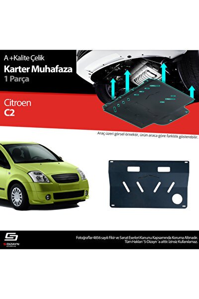 S-Dizayn Citroen C2 Çelik Karter Muhafaza Koruma 2003-2009 A+ Kalite CI-C2-CKM