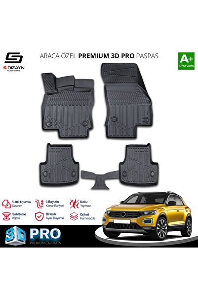 S-Dizayn VW T-Roc 3D Pro Havuzlu Paspas 2019 Üzeri A+ Kalite