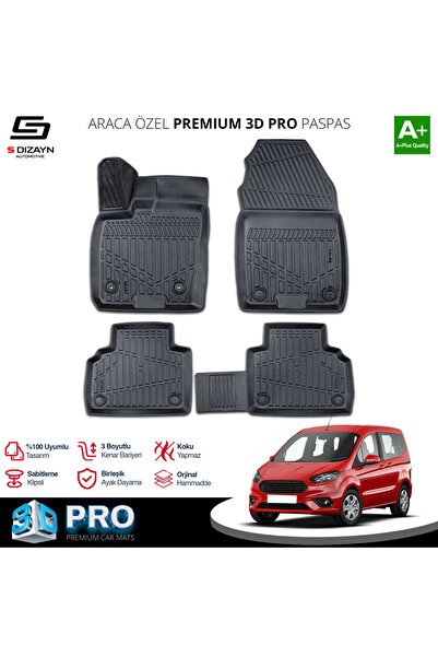 S-Dizayn Ford Courier 3D Pro Havuzlu Paspas 2014-2022 A+ Kalite